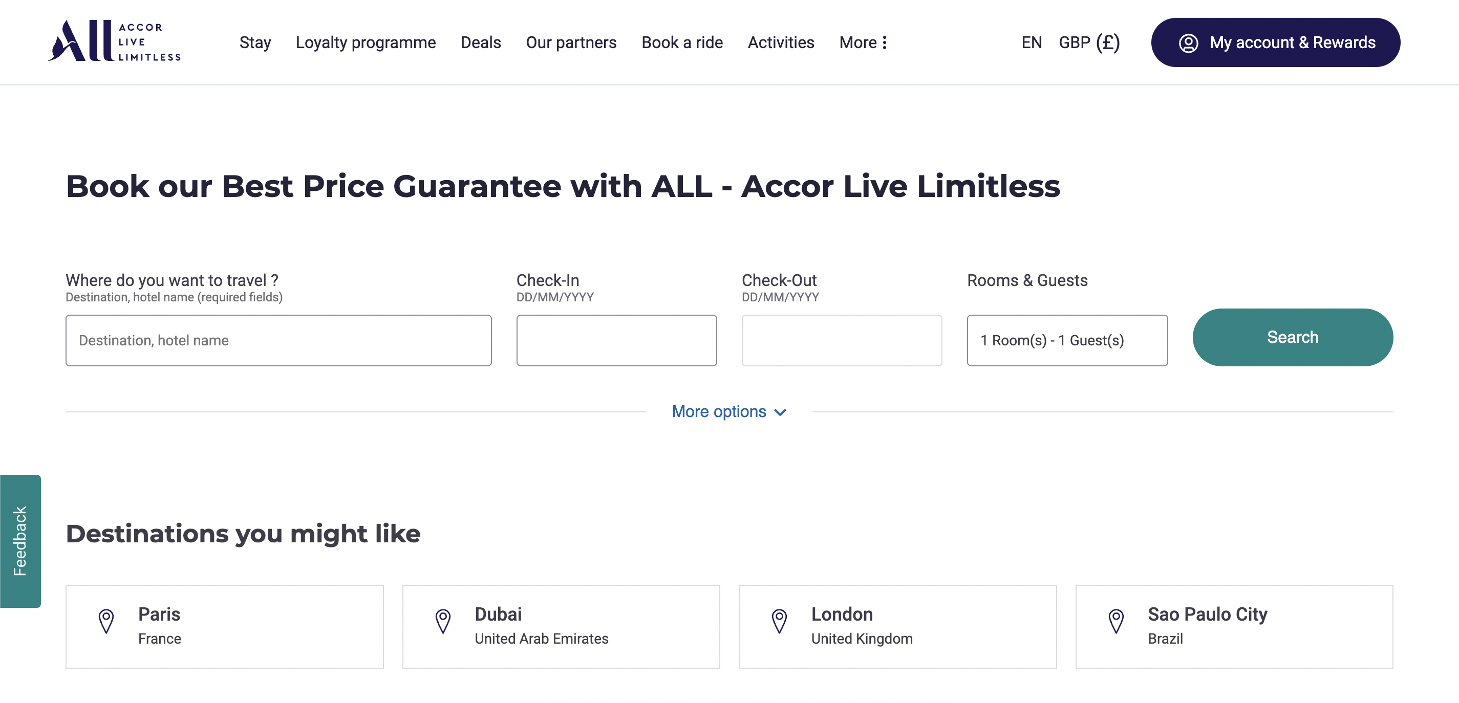 Accor hotel's reservation funnel