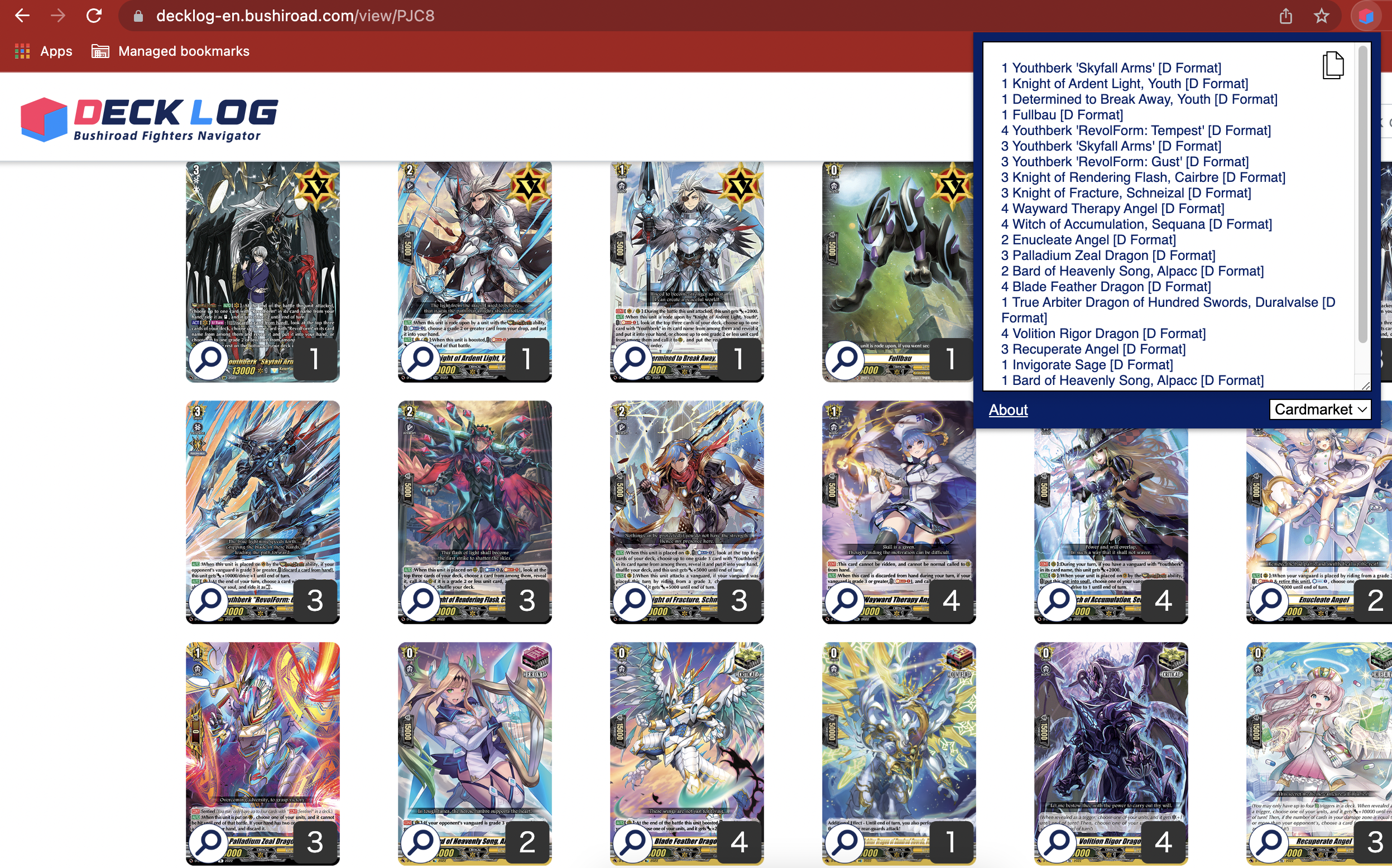 Chrome extension to export Cardfight!! Vanguard decks in a single click